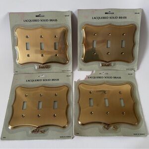 Vintage Solid Brass Triple Switch Plate Cover - New in Package